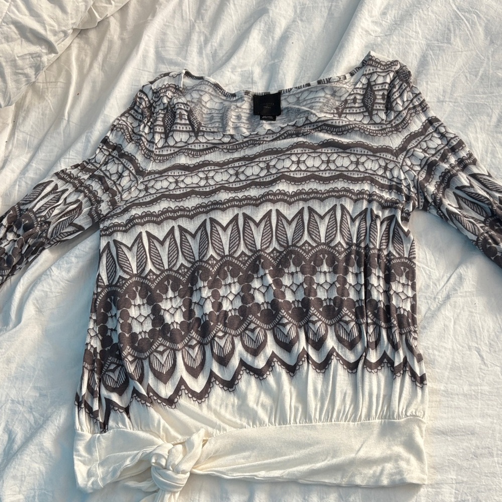 Anthropologie Black and White Lace Blouse